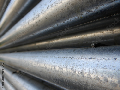 close up of metal pipes