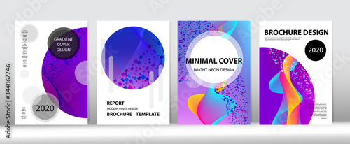 Big Data Neon Tech Wallpaper. Minimal Covers Set. Grunge Geometric Music Background 