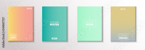 Folded Minimal Cover Vector Set. Pattern Gradient Overlay Business 