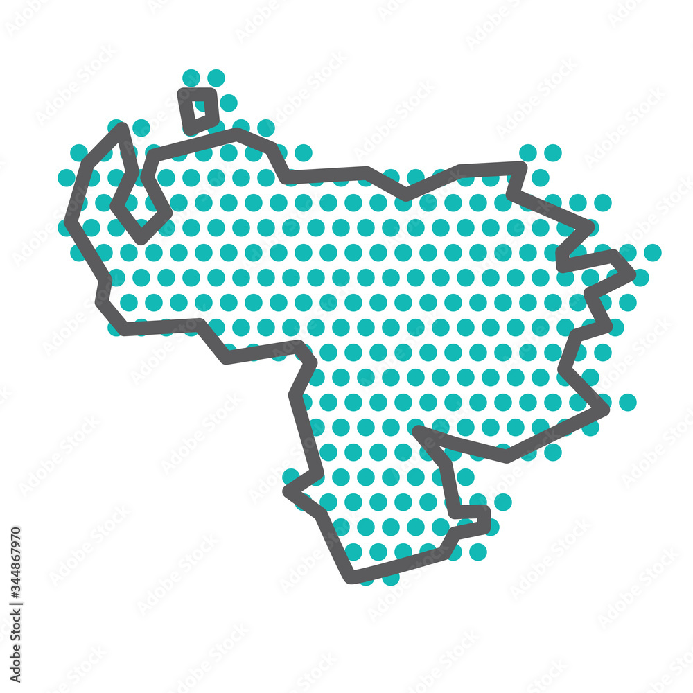Venezuela simple outline map with green halftone dot pattern Stock ...