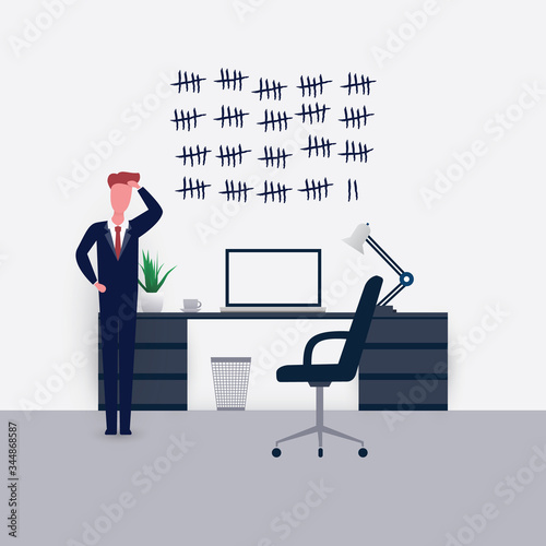 Home Office, Quarantine Should End Soon - Never Give Up - Vector Concept Design