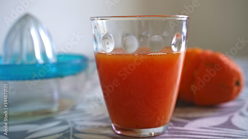 glass with organic orange juice