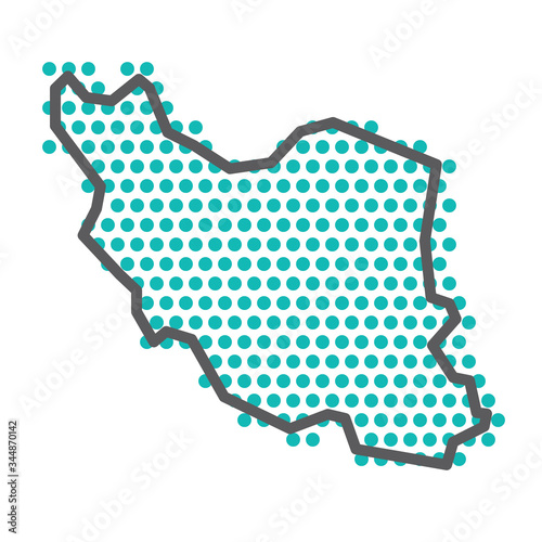 Iran simple outline map with green halftone dot pattern