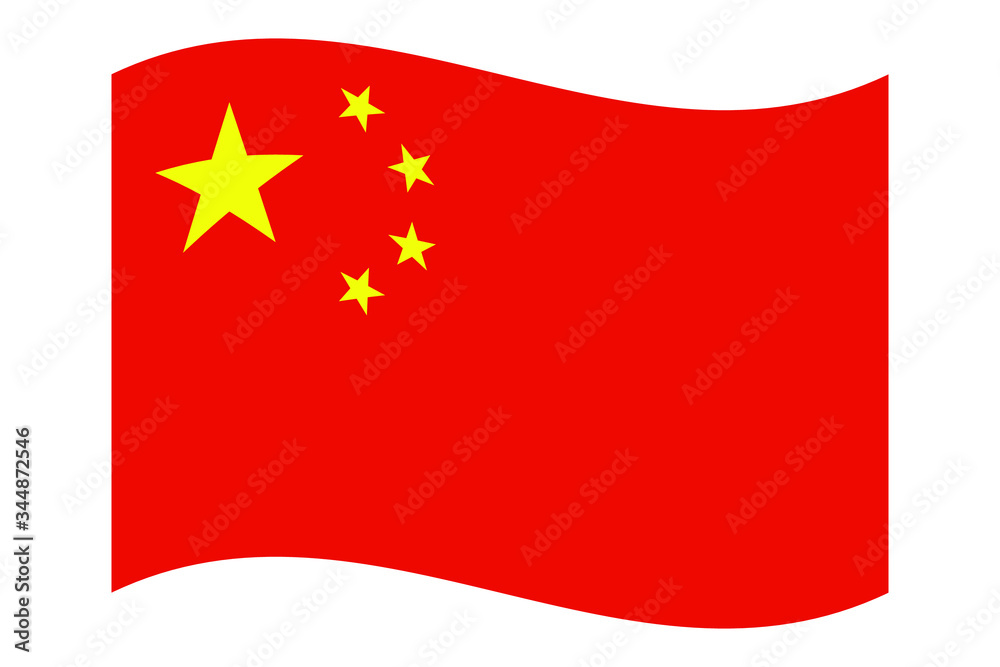 China flag waving vector illustration. Red flag with five stars flying China flag waving vector illustration. Red flag with five stars flying