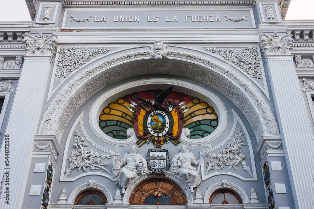 facade of the Departmental Autonomous Government of Chuquisaca in Sucre, Bolivia