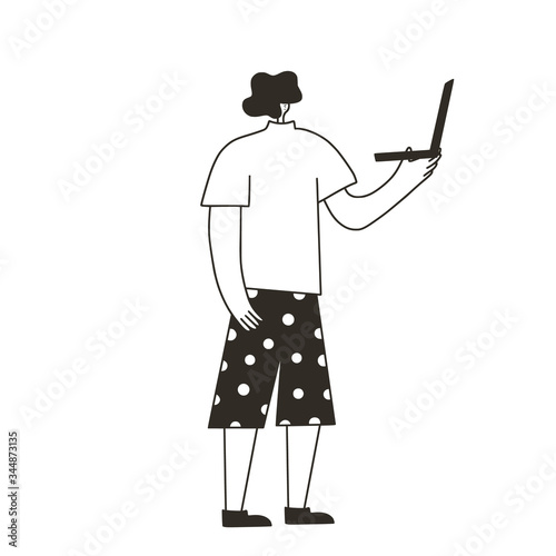 Bleisure concept. Work life balance. Vector person