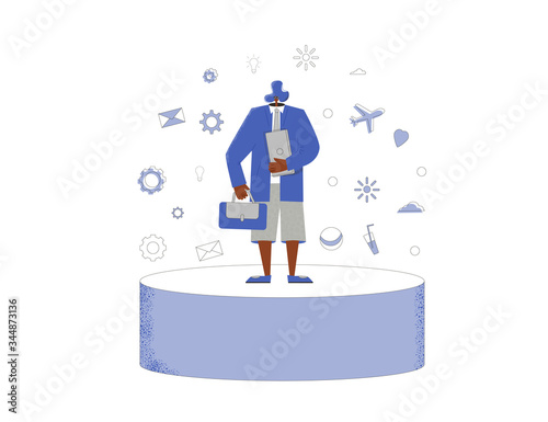Bleisure concept. Work life balance. Vector person