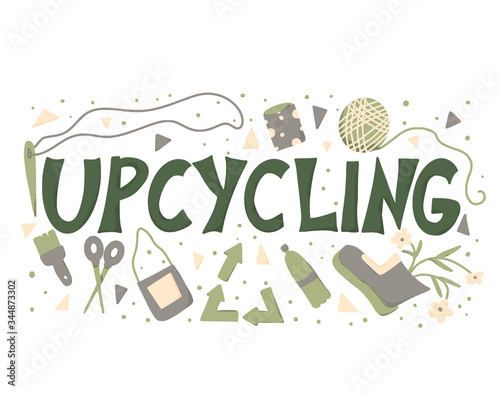 Upcycling hand drawn text. Vector word isolated.