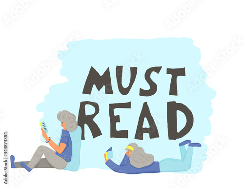Reading a book concept. Vector color design.