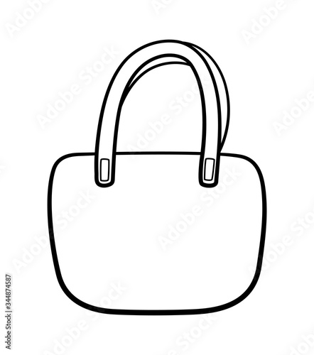 Outline style wide textile ecobag isolated illustration on white background