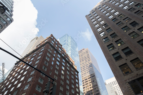 New York City skyscrapers from within Manhattan, tall, modern buildings with many windows