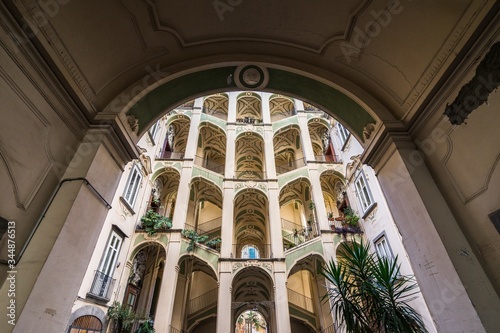 Low angle shot of Palazzo dello Spagnolo in Rione Sanita, Naples, Italy photo