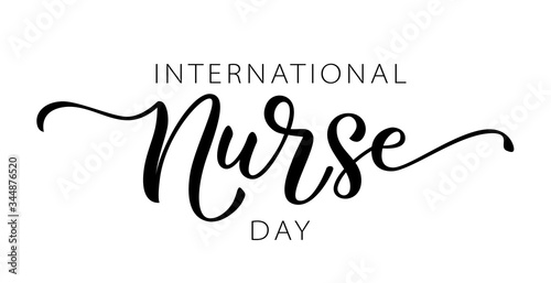 NURSE DAY. International holiday. 12 May. Hand lettering vector illustration. Hand drawn text design for National Nurses Day. Professionals Day. Script word for print greetings card, poster, banner