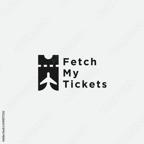 airplane ticket logo design vector silhouette illustration