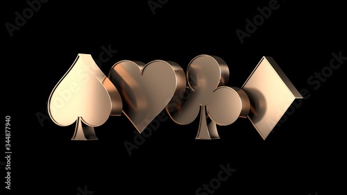 Casino background with playing cards suit symbols. 3D illustration