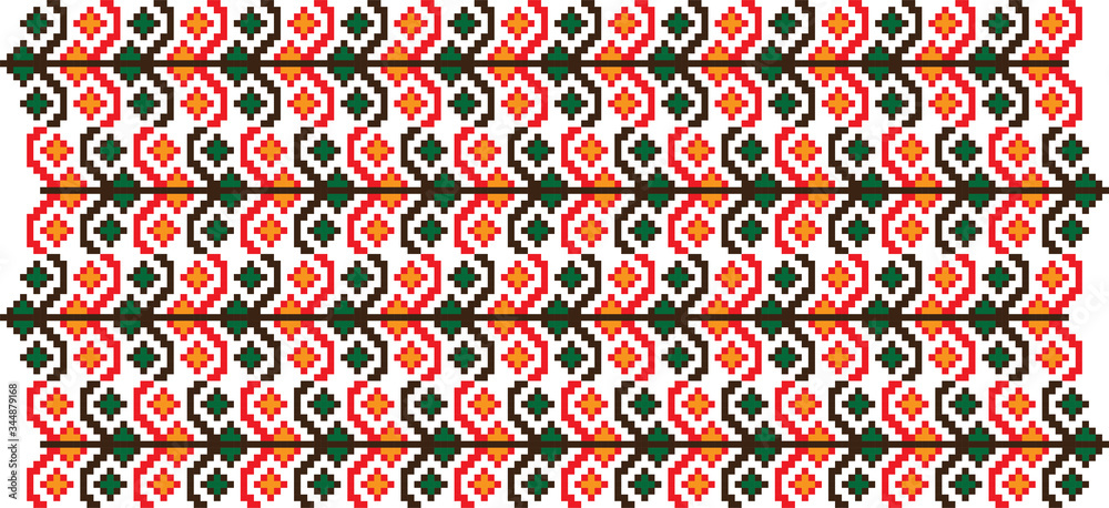 Traditional Romanian folk art knitted embroidery pattern
Traditional Romanian folk art knitted embroidery pattern