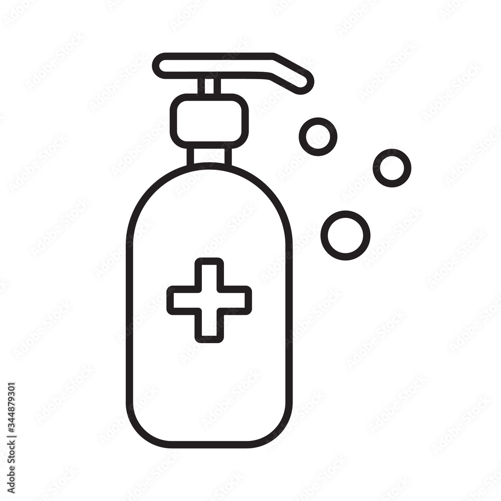 Antibacterial hand sanitizer, disinfection gel line icon, outline vector sign, linear style pictogram isolated on white. Symbol, logo illustration Coronavirus bacteria covid-19 concept Antibacterial hand sanitizer, disinfection gel line icon, outline vector sign, linear style pictogram isolated on white. Symbol, logo illustration Coronavirus bacteria covid-19 concept
