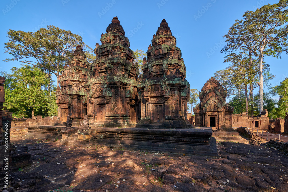Naklejka premium Prasat Banteay Srei Khmer temple at Angkor Thom is popular tourist attraction, Angkor Wat Archaeological Park in Siem Reap, Cambodia UNESCO World Heritage Site