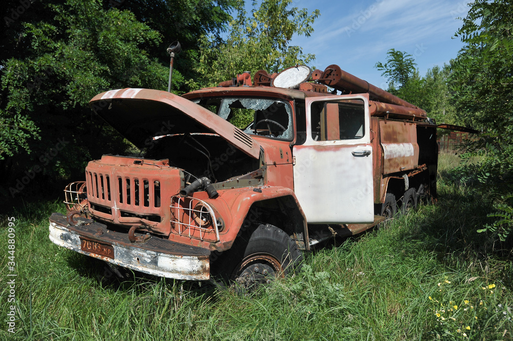 Abandoned radioactive fire truck