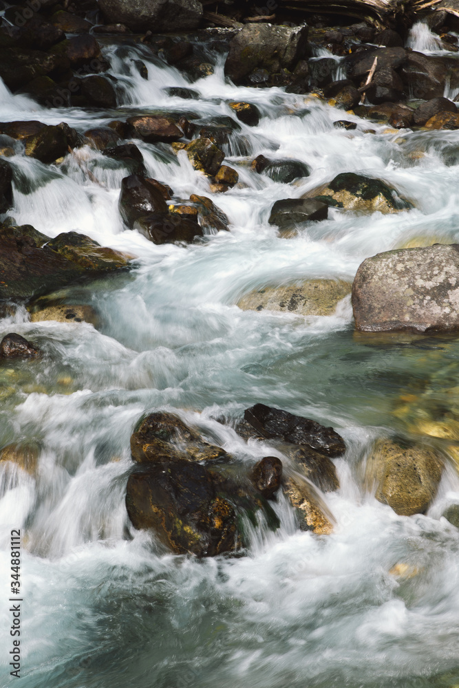 Beautiful waterfall in Dombay mountains in autumn season. Beautiful waterfall in Dombay mountains in autumn season.