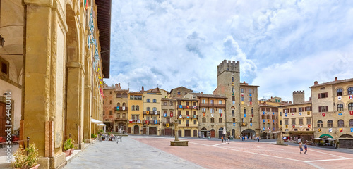 View of the Piazza Grande in the center of Arezzo in Tuscany, Italy, photo