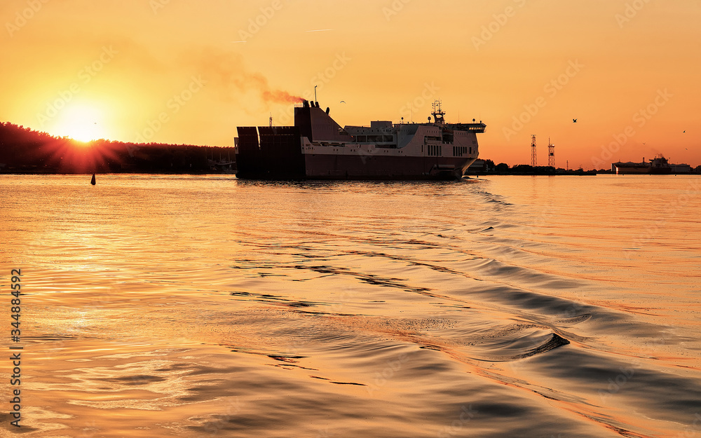 Passenger Ship in Baltic sea at Port in Klaipeda