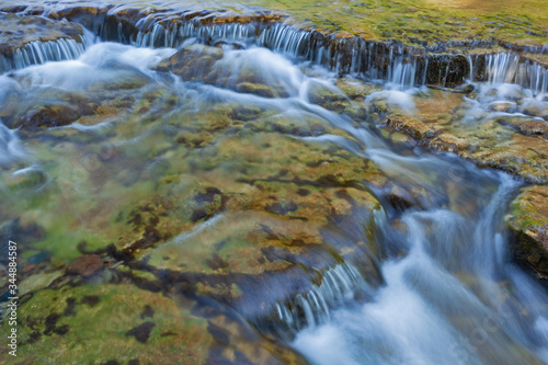 Landscape of a cascade at Autrain Falls captured with motion blur  Hiawatha National Forest  Michigan s Upper Peninsula  USA