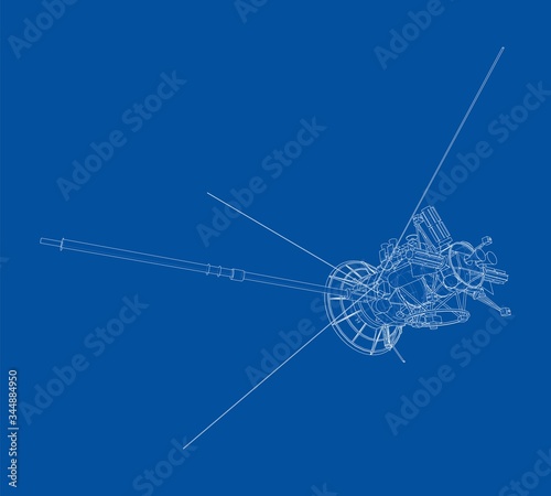 Communication satellite concept outline. Vector