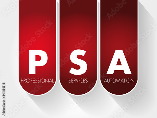 PSA - Professional Services Automation acronym, technology concept background