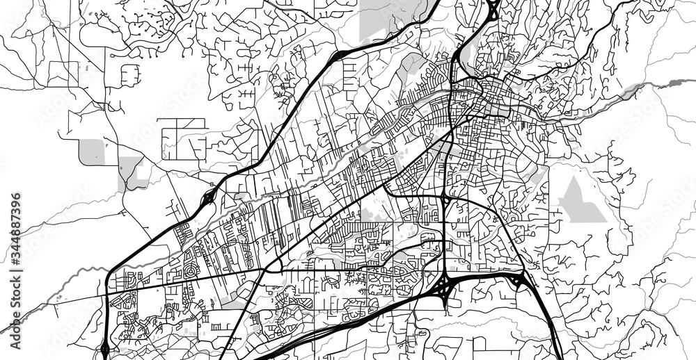 Fototapeta premium Urban vector city map of Santa Fe, USA. New Mexico state capital