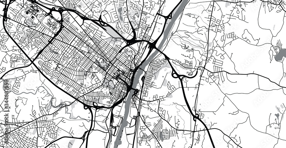 Fototapeta Urban vector city map of Albany, USA. New York state capital