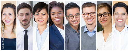Foto Happy diverse team members corporate portrait set
