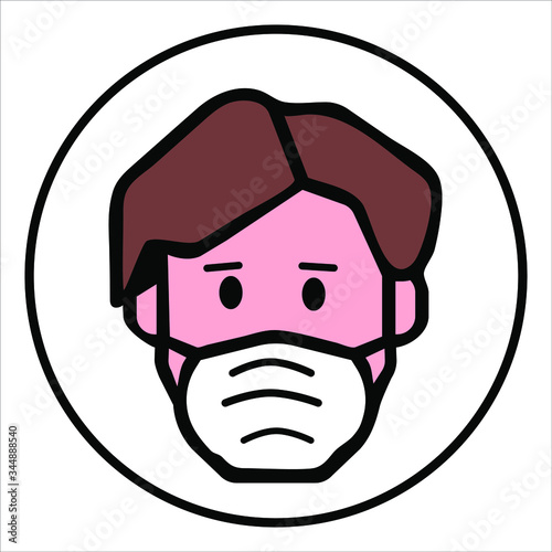 a man in a medical mask. medical icon for respiratory tract protection. the emblem of the coronavirus