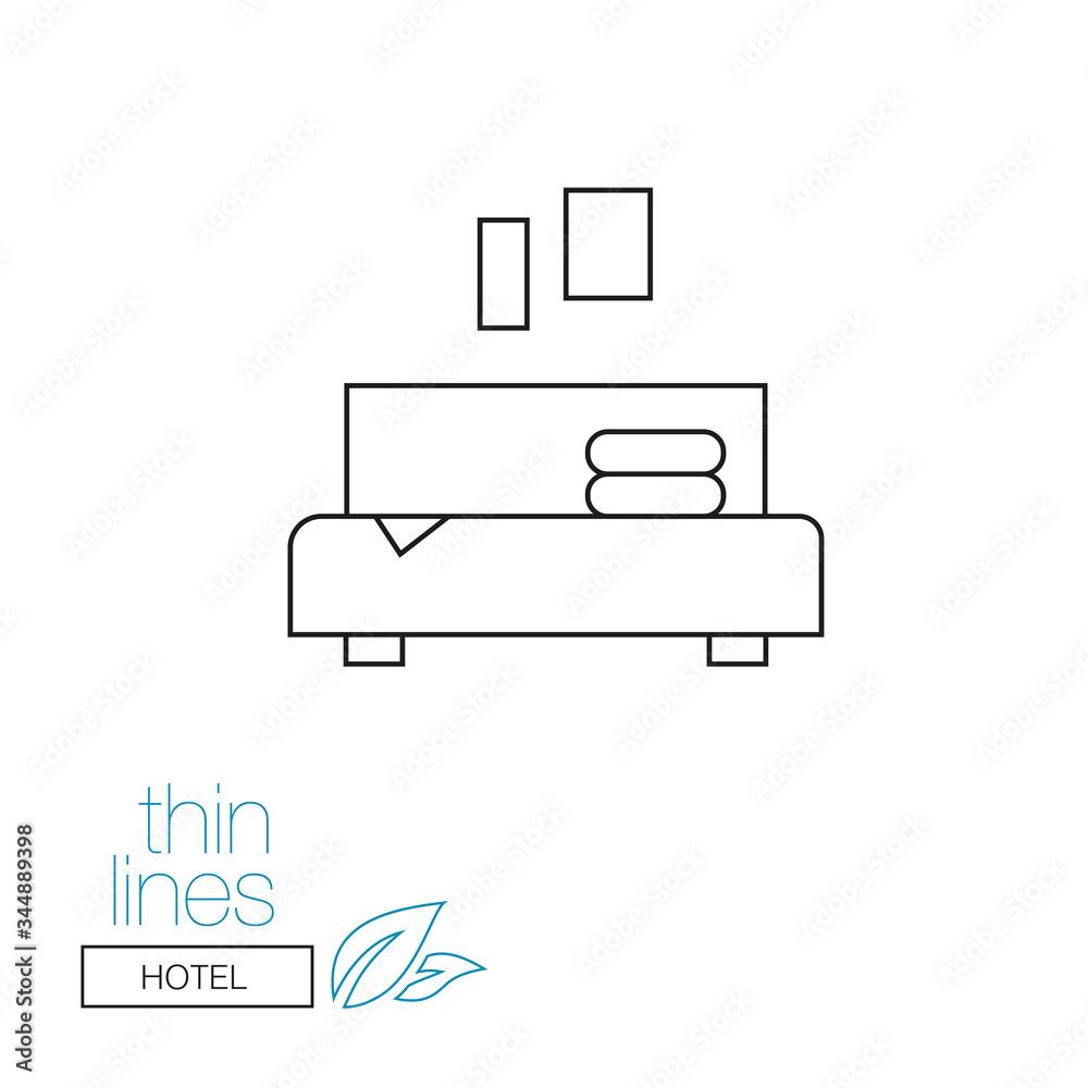 Thin line icon. Icon on a hotel theme. Bed Thin line icon. Icon on a hotel theme. Bed