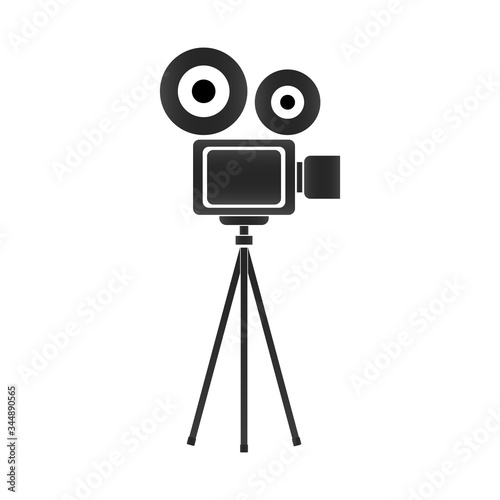 Movie time concept. Template for cinema poster, banner. Illustration of film projector, vector