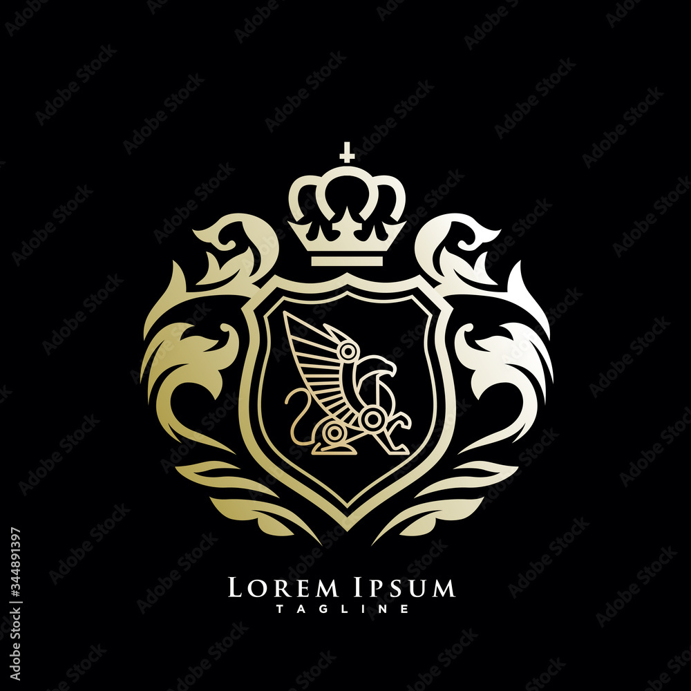heraldic, luxury griffin logo design heraldic, luxury griffin logo design