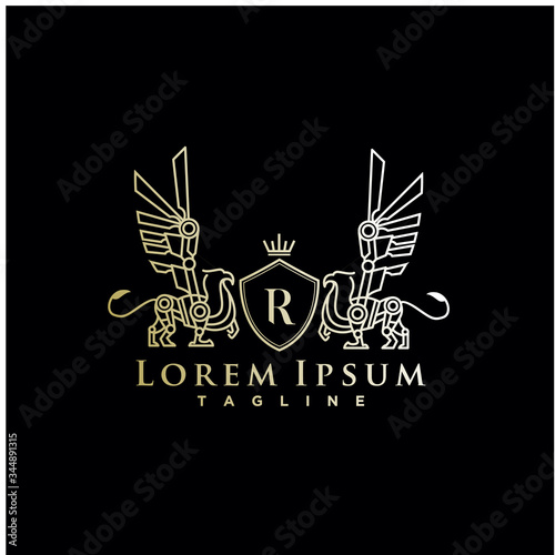 heraldic, luxury griffin logo design