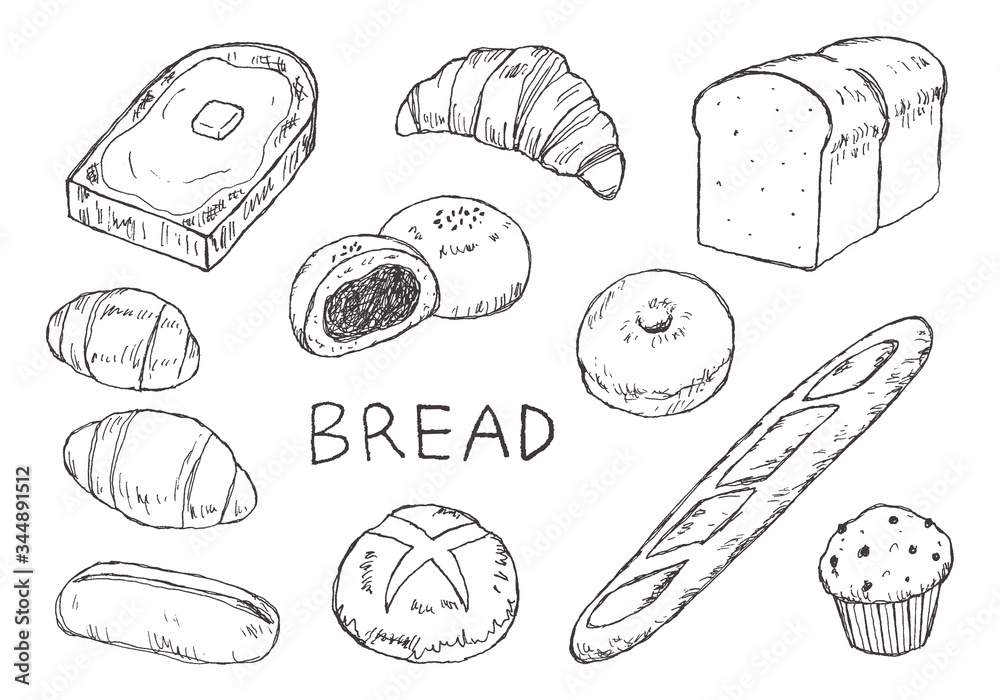 パンの手描きイラストいろいろ Stock Vector Adobe Stock