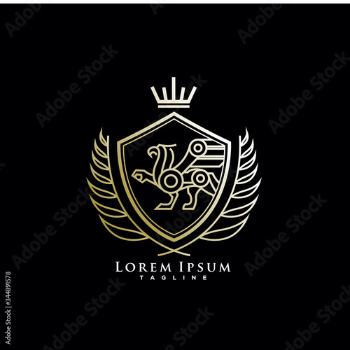 heraldic  luxury griffin logo design
