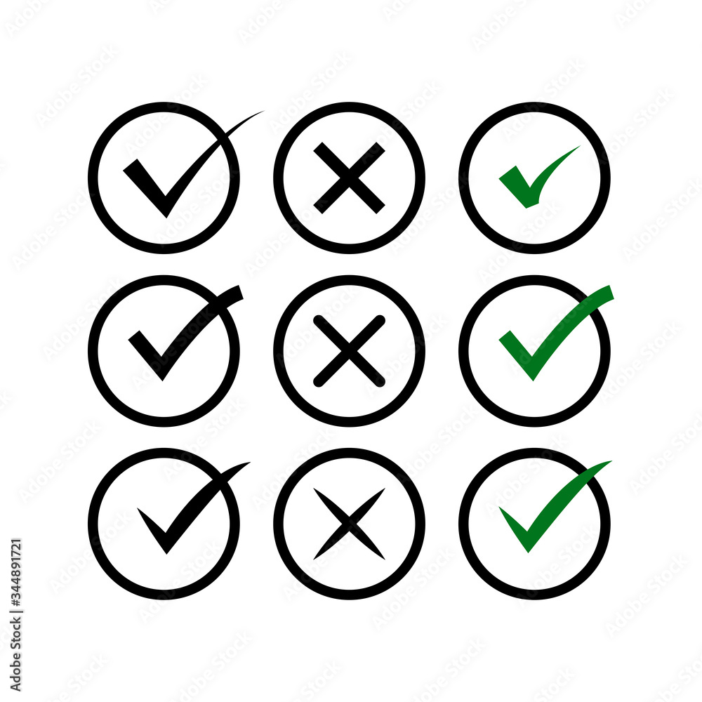 Check and cross mark icon Check and cross mark icon