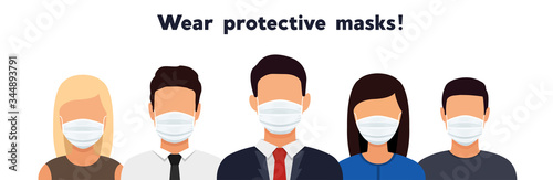 People in protective masks icon