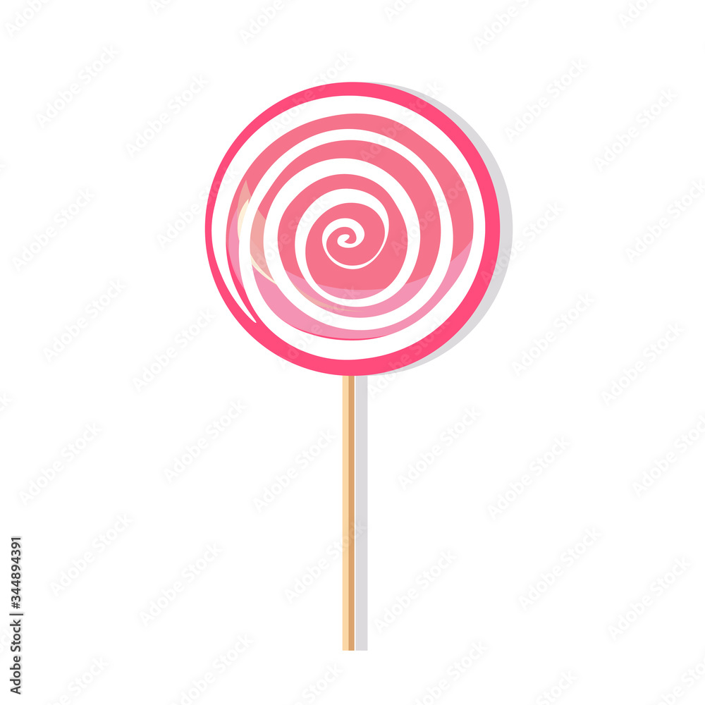 Cute cartoon lollipop of pink and white color. Single object with shadow. Cute cartoon lollipop of pink and white color. Single object with shadow.