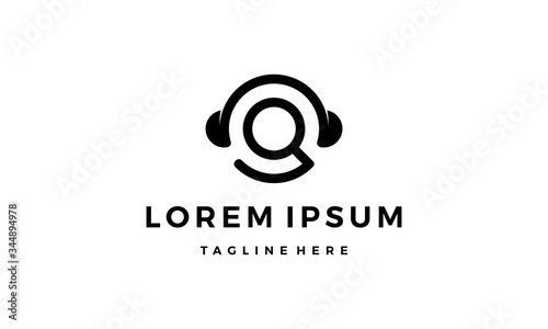 initial letter G with headphone logo design concept