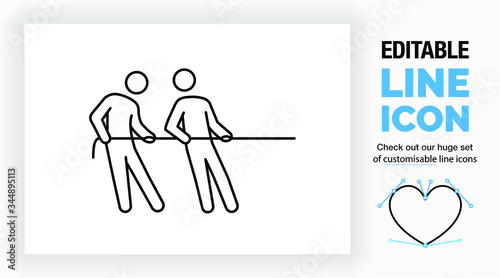 Editable line icon of two stick figures teambuilding, part of a huge set of editable line icons!