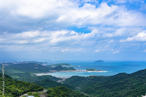 Natural landscape of Jiufen at the view point area of old street.