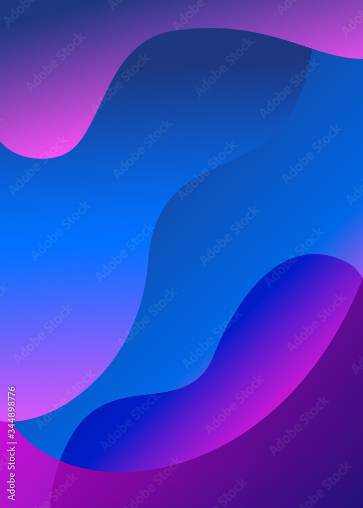 Abstract trendy fluid wavy neon background. Cyan, blue, pink, violet, dark colors with gradient. Modern 3d style. Applicable for cover, brochure, flyer template design. Vector illustration, Eps10. Abstract trendy fluid wavy neon background. Cyan, blue, pink, violet, dark colors with gradient. Modern 3d style. Applicable for cover, brochure, flyer template design. Vector illustration, Eps10.