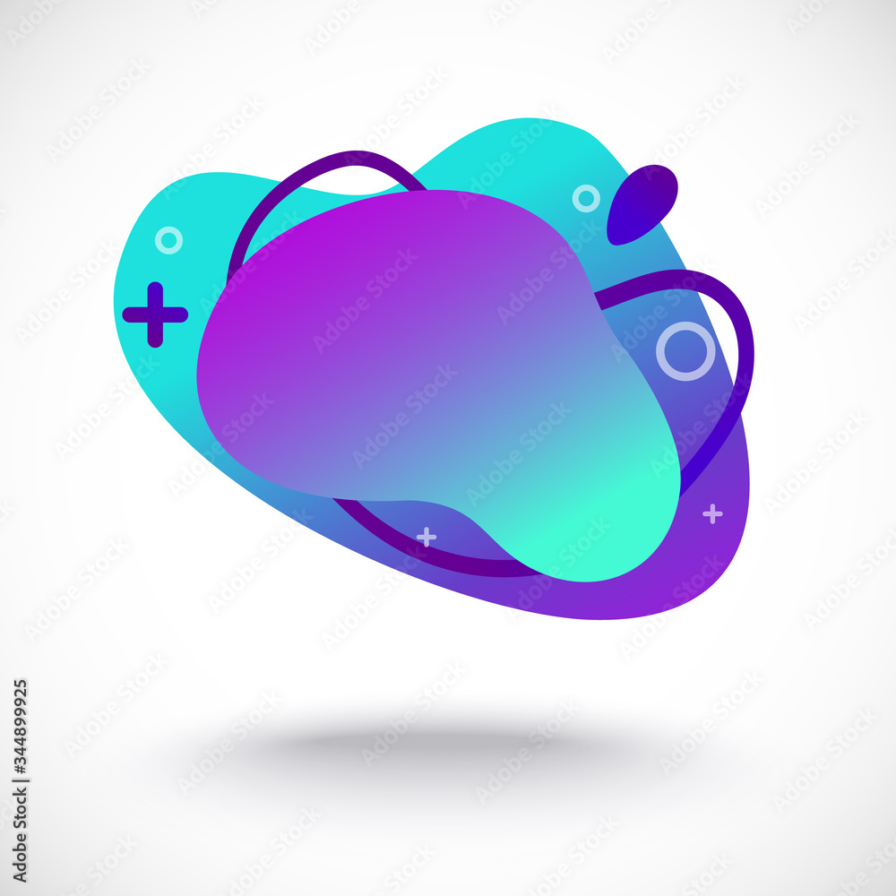 Abstract fluid gradiented shape, trendy neon blue violet cyan colors. Useful as a design element for web banners, flyers. Isolated, white background, applicable for your text. Vector illustration. Abstract fluid gradiented shape, trendy neon blue violet cyan colors. Useful as a design element for web banners, flyers. Isolated, white background, applicable for your text. Vector illustration.