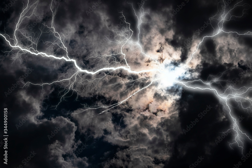 lightning in the sky in nature wallpaper background Stock Photo | Adobe ...