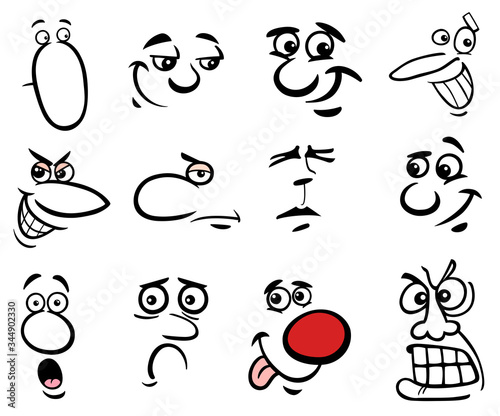 cartoon people faces or emotions set