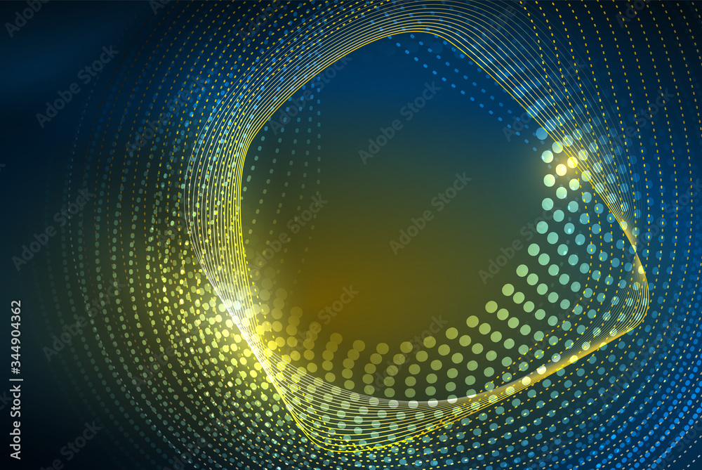 Fototapeta premium Abstract particles, wave background, neon motion techno design